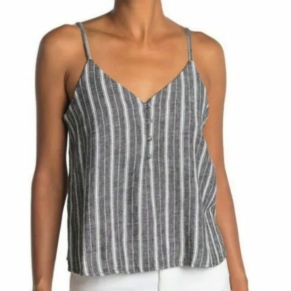NWOT Abound Linen Blend Vertical Stripe Button Front Cami XS - Picture 1 of 7